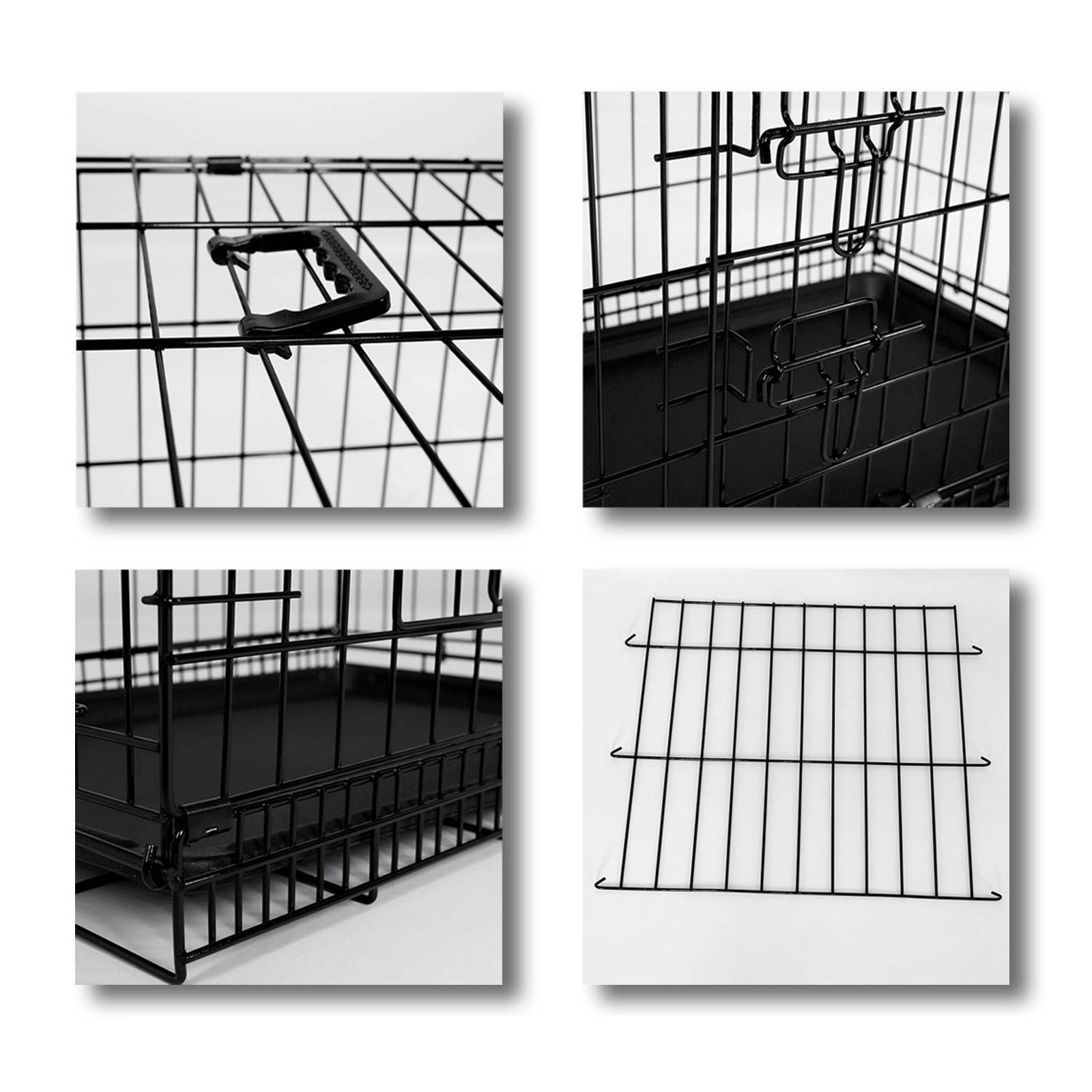 lionto Transportkäfig für Katzen aus Metall, stabil & klappbar mit Trennwand & Kunststoffbodenwanne, 61x44x51 cm