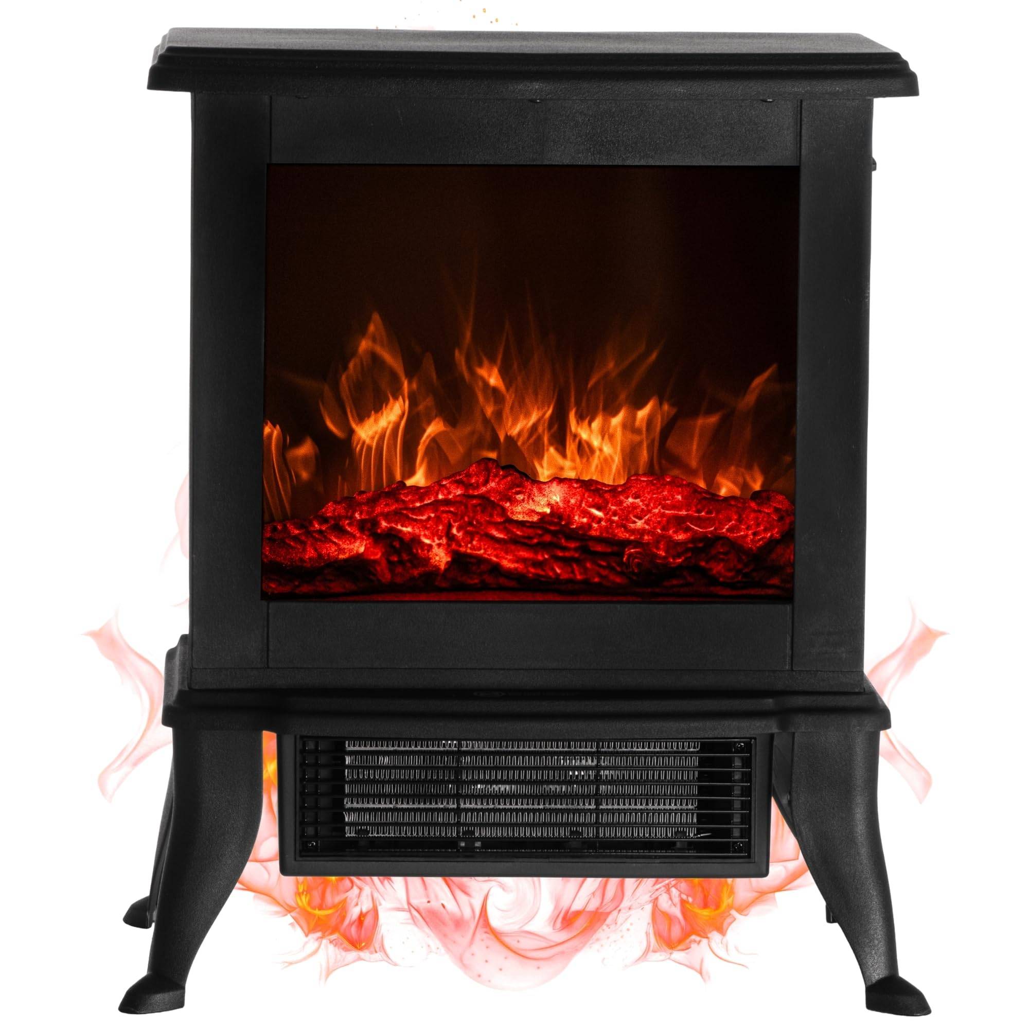 Elektrischer Kamin Kaminofen Ofen elektrisch Elektrokamin mit Heizung Flammeneffekt Freistehend