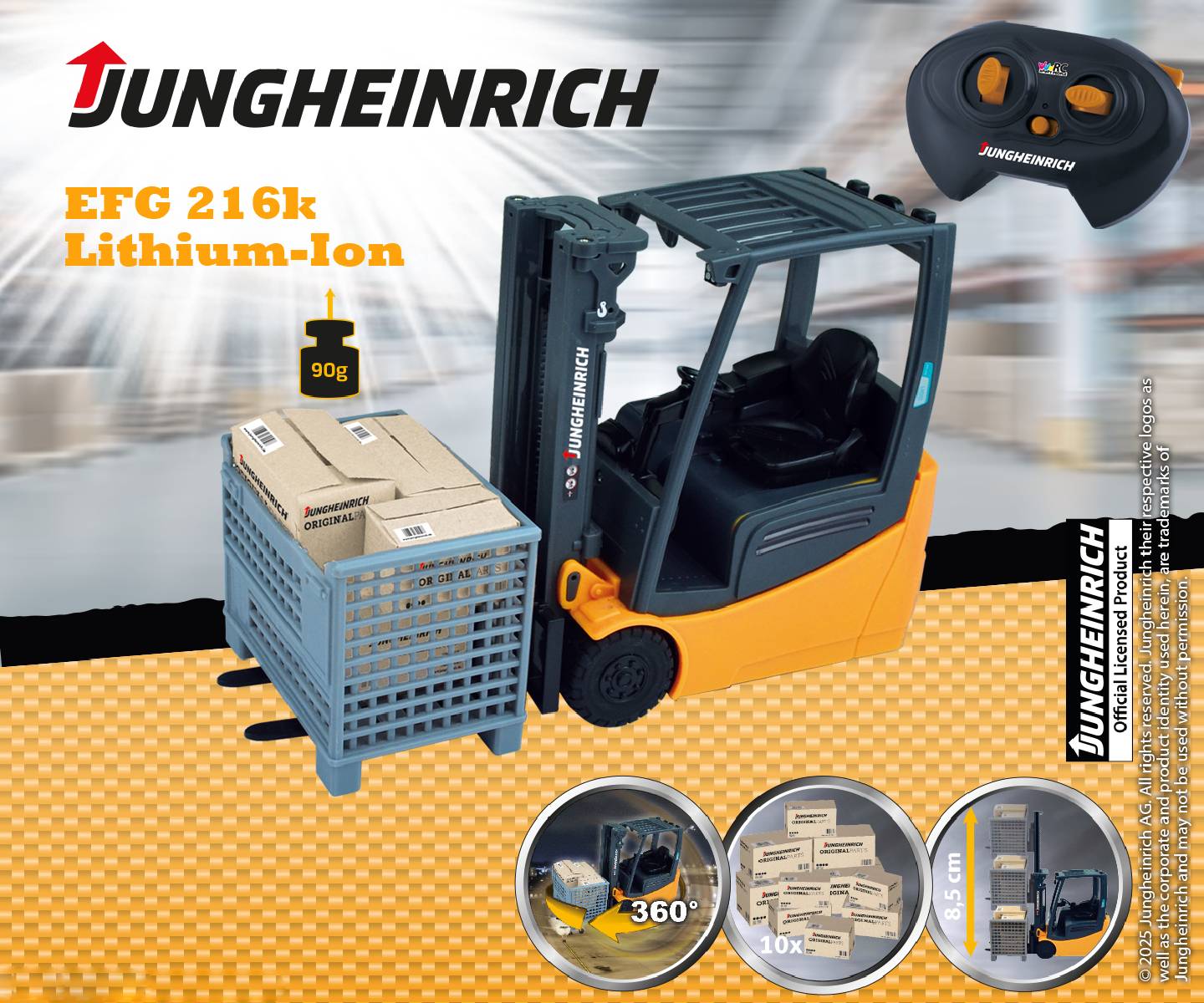 Happy People RC Jungheinrich Gabelstapler 1:16 2,4 GHz mit Palette & Kartons