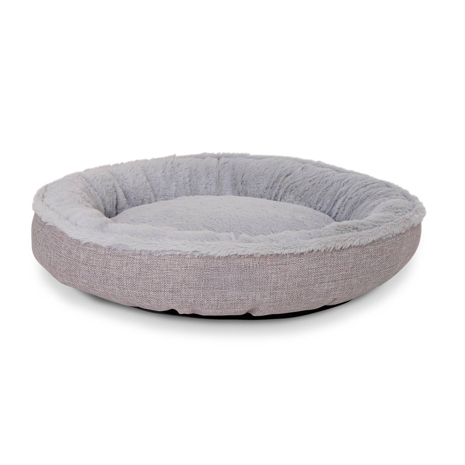 lionto Katzenbett, extra weiches Doughnut-Bett für Katzen, gemütlich, pflegeleicht & stilvoll, 65 cm Durchmesser, grau