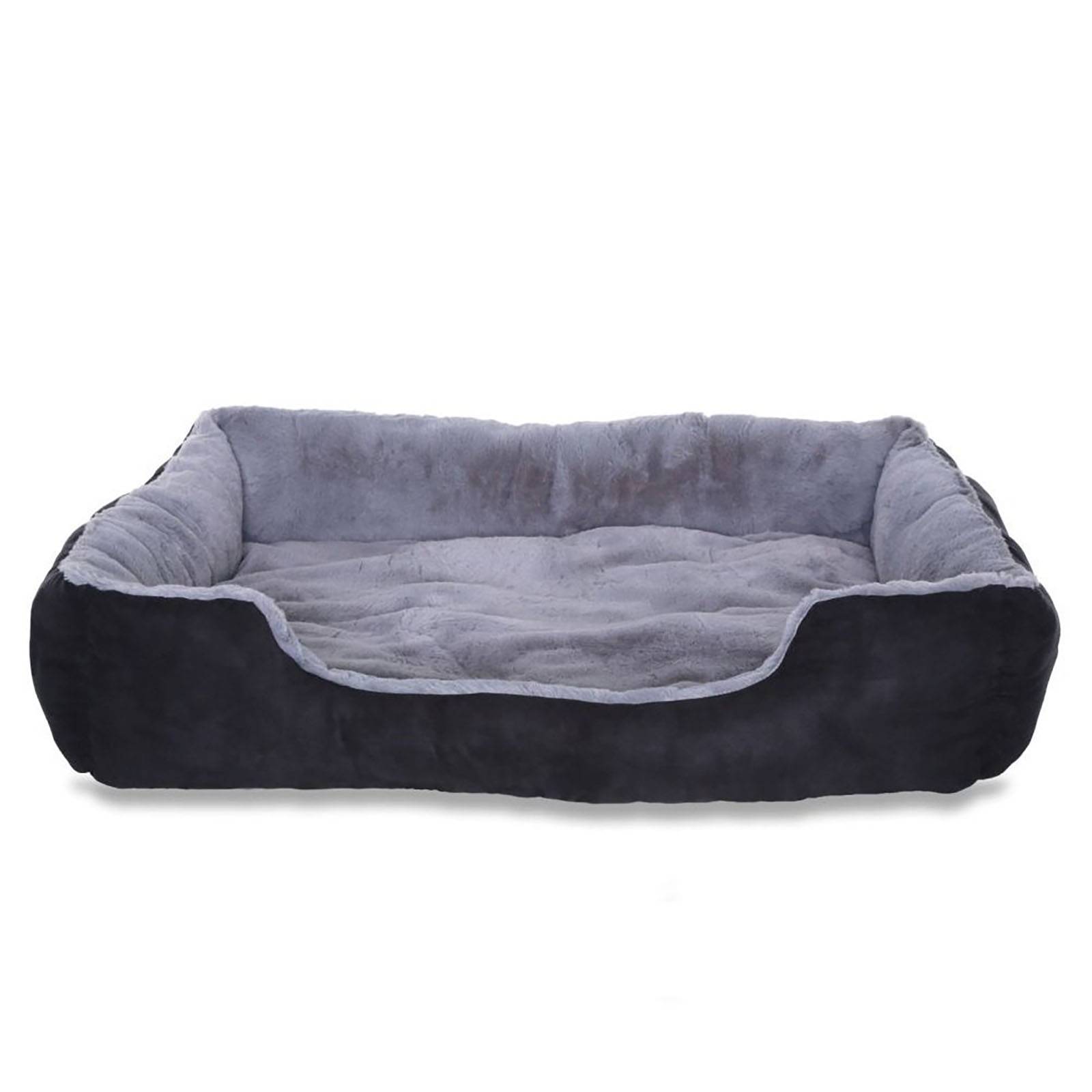 lionto Katzenbett, weiches Kuschelbett mit herausnehmbarem Wendekissen & Anti-Rutsch-Boden, pflegeleicht & modern, 90x70 cm, schwarz/grau