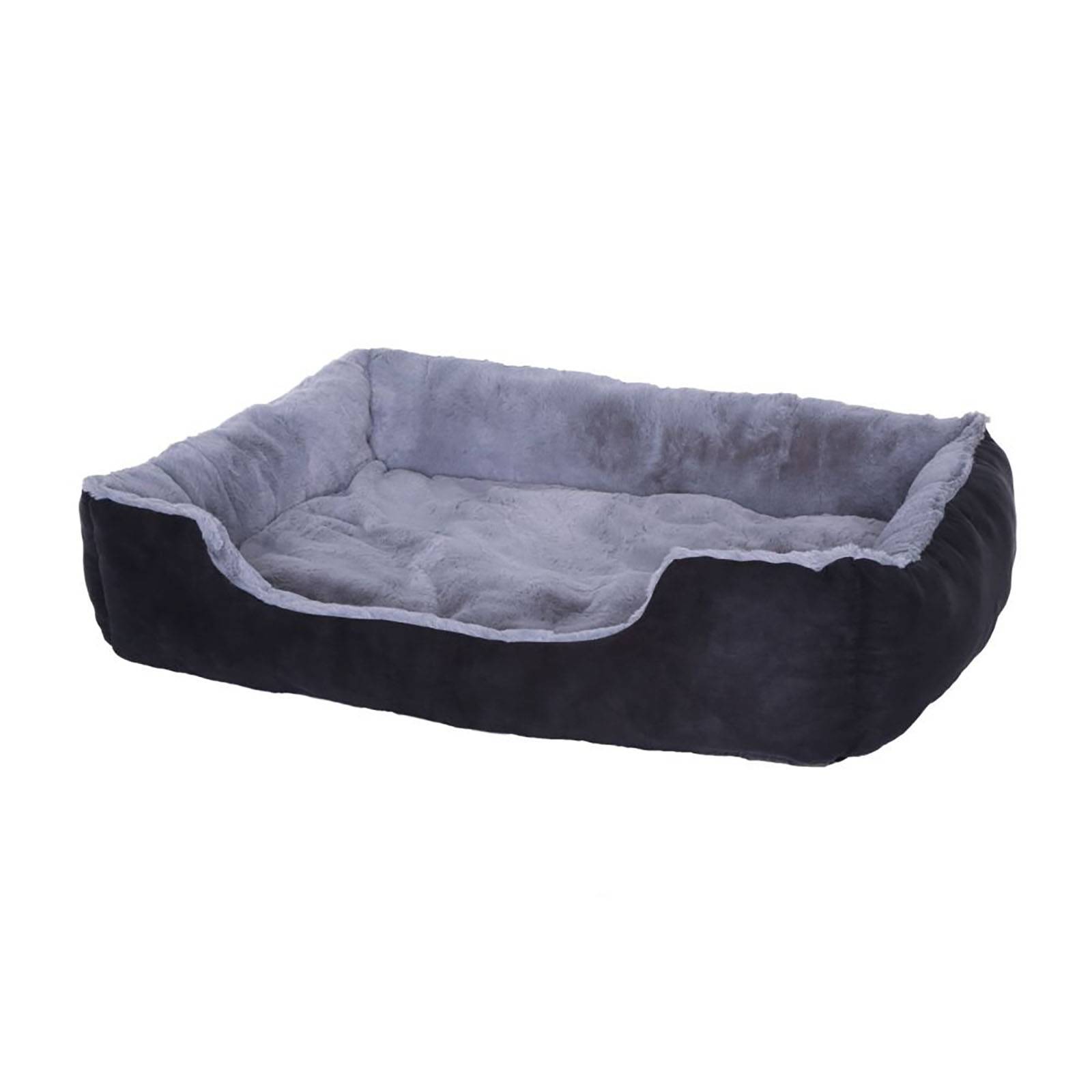 lionto Katzenbett, weiches Kuschelbett mit herausnehmbarem Wendekissen & Anti-Rutsch-Boden, pflegeleicht & modern, 90x70 cm, schwarz/grau