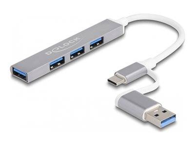 DELOCK 4 Port Slim USB Hub mit USB Type-C USB 2.0 Typ-A Bu Multimedia-Technik HUBs