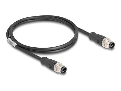 DELOCK M12 Kabel A-kodiert 8 Pin Stecker zu PVC 1 m Multimedia-Technik