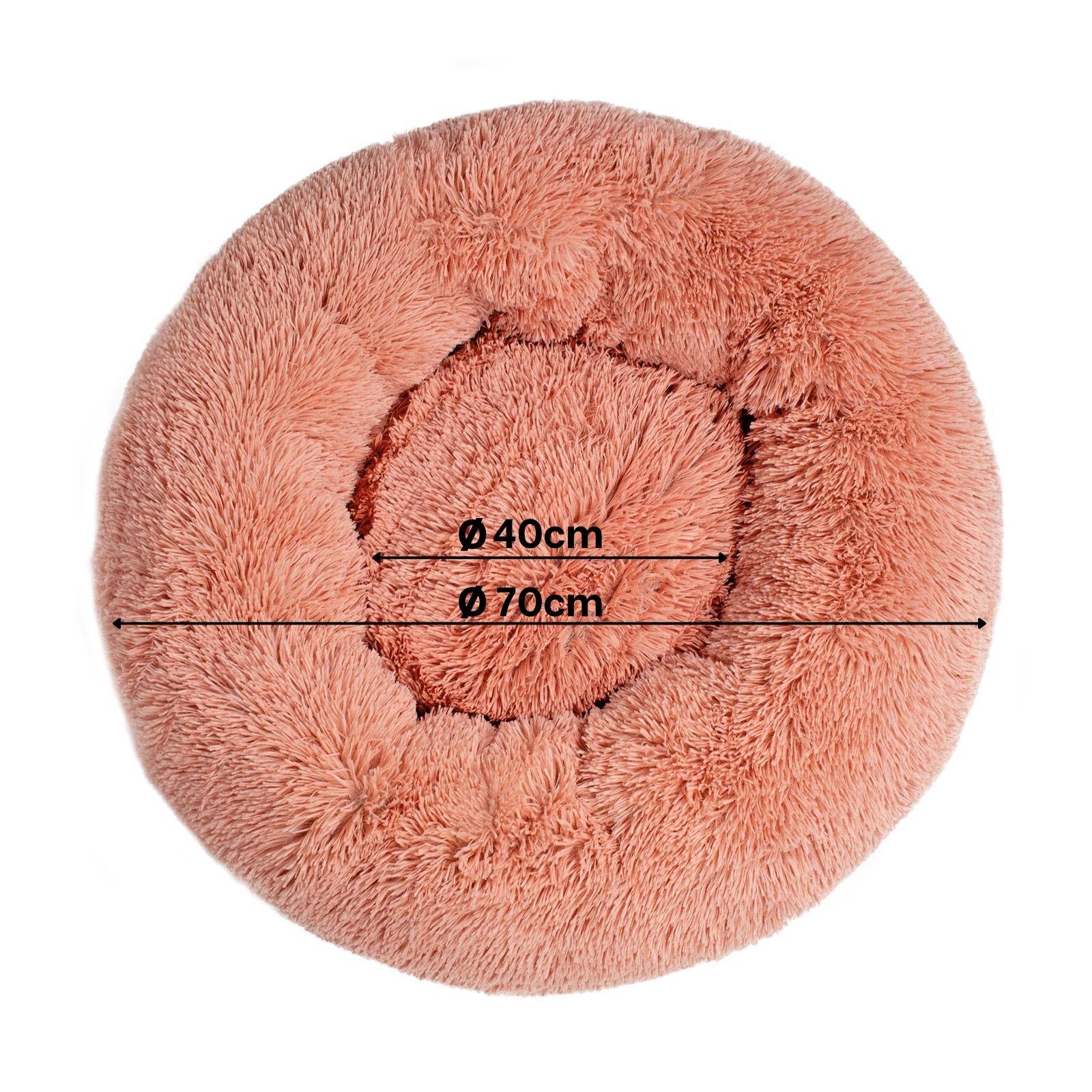 lionto Katzenbett aus Plüsch in Donut-Form, 70 cm Durchmesser, rosa