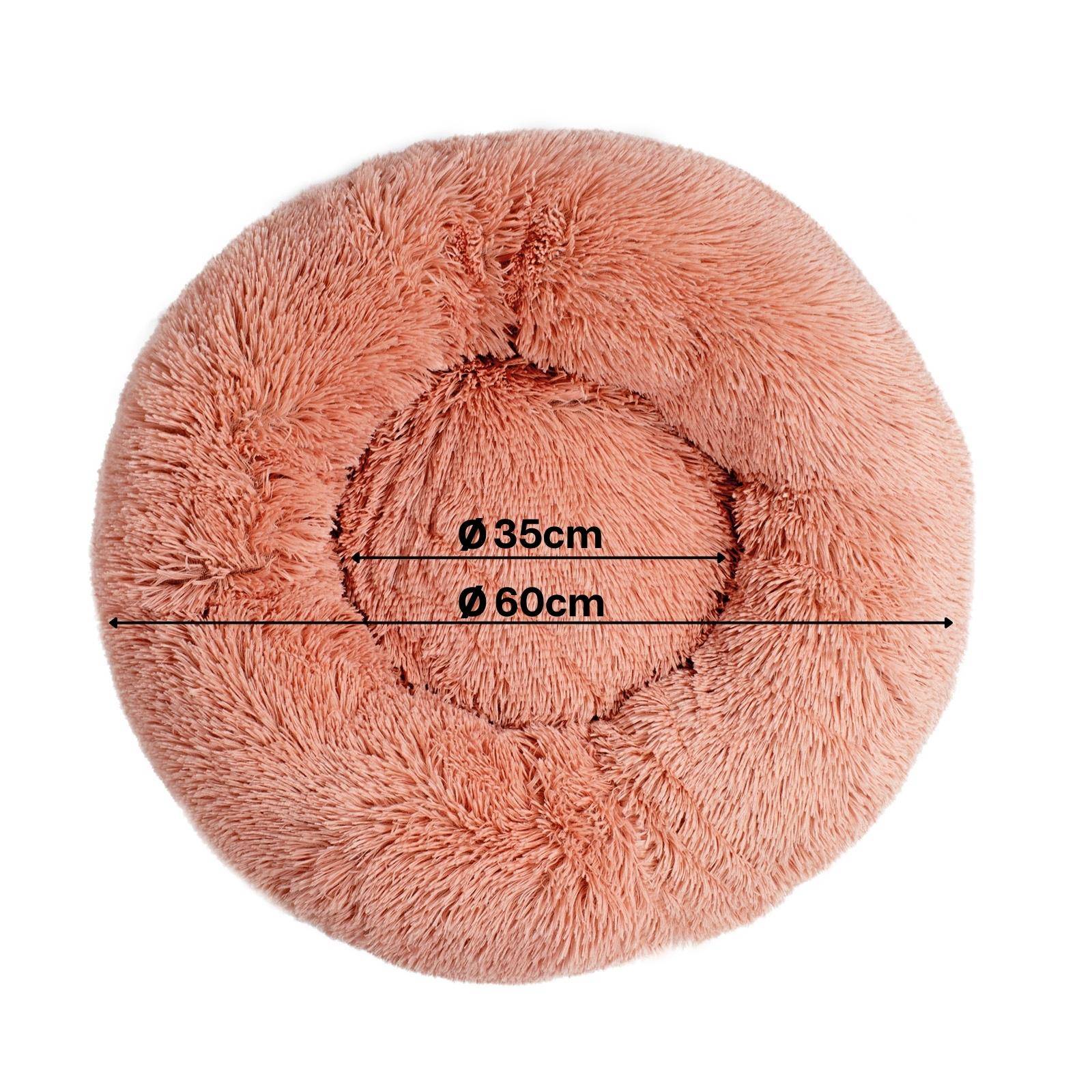 lionto Katzenbett aus Plüsch in Donut-Form, 60 cm Durchmesser, rosa