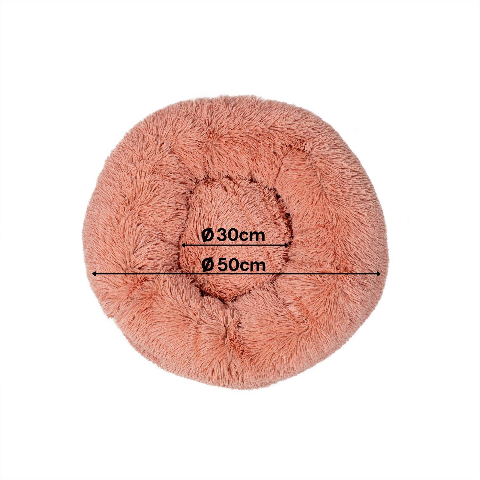 lionto Katzenbett aus Plüsch in Donut-Form, 50 cm Durchmesser, rosa