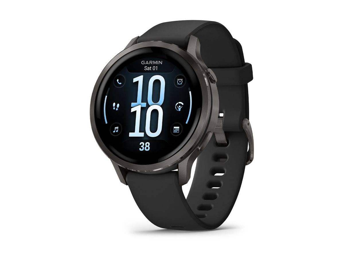 Garmin Venu 4 - 41 mm - Schiefer - intelligente Uhr mit Band - Silikon - schwarz - Handgelenkgröße: 110-175 mm - Anzeige 3.04 cm (1.2")