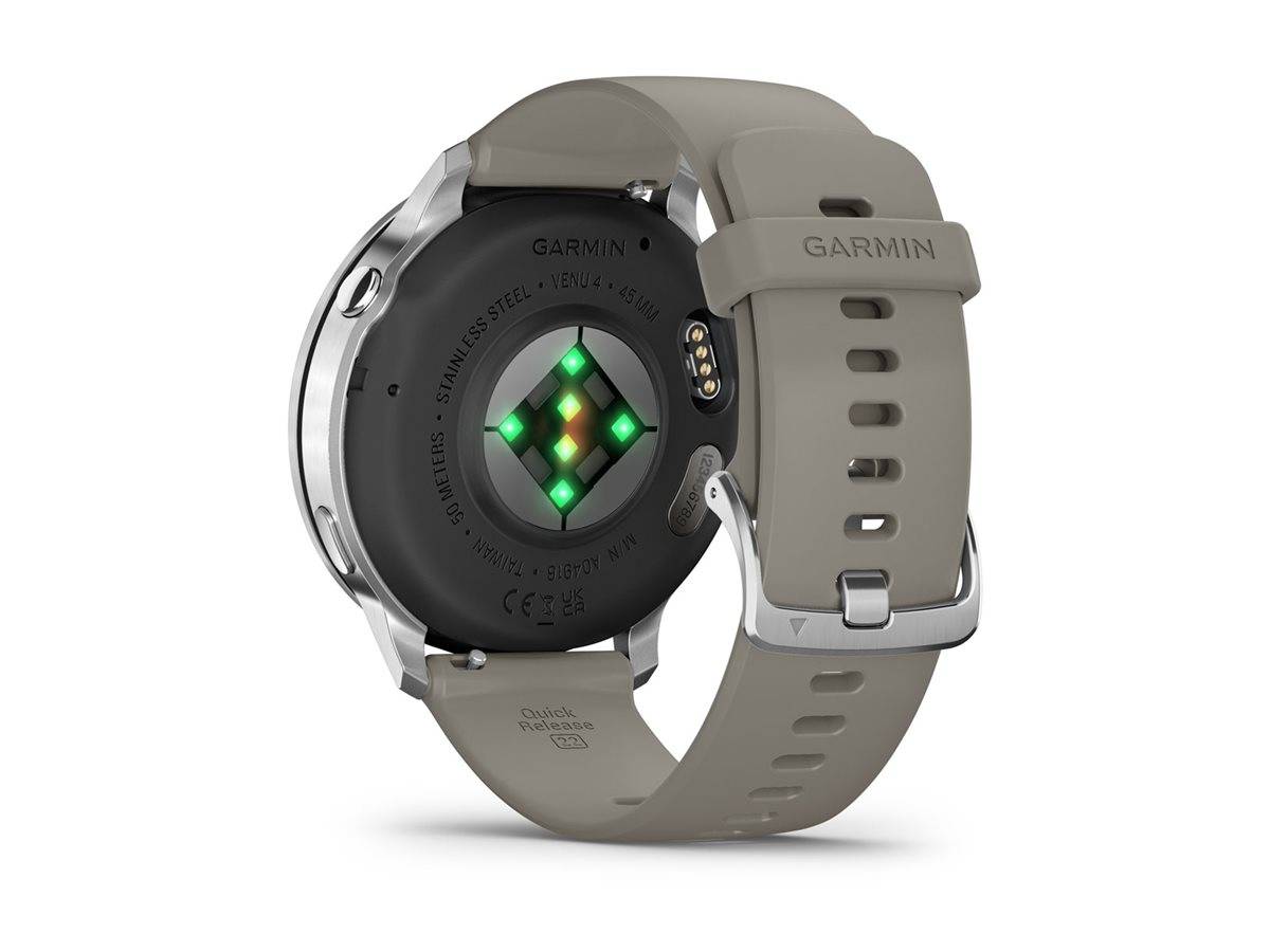 Garmin Venu 4 - 45 mm - silber - intelligente Uhr mit Band - Silikon - silver gray - Handgelenkgröße: 135-200 mm - Anzeige 3.53 cm (1.4")