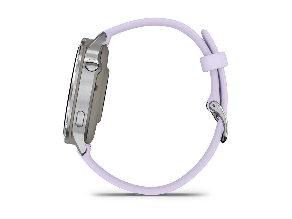 Garmin Venu 4 - 41 mm - silber - intelligente Uhr mit Band - Silikon - Periwinkle - Handgelenkgröße: 110-175 mm - Anzeige 3.04 cm (1.2")