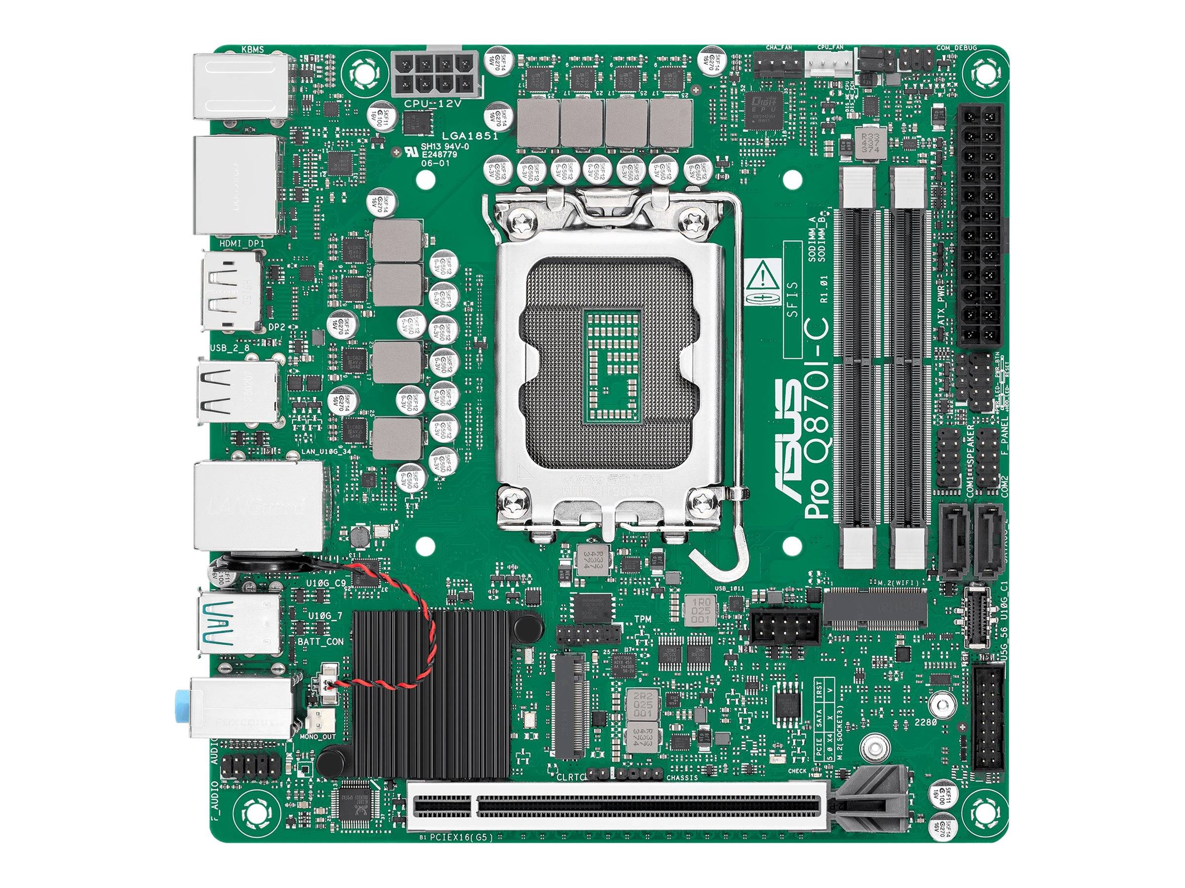 ASUS PRO Q870I-C-CSM - Motherboard - Mini-ITX - LGA1851 Sockel - Q870 Chipsatz - USB-C 3.2 Gen2, USB 3.2 Gen 1, USB 3.2 Gen 2 - Gigabit LAN