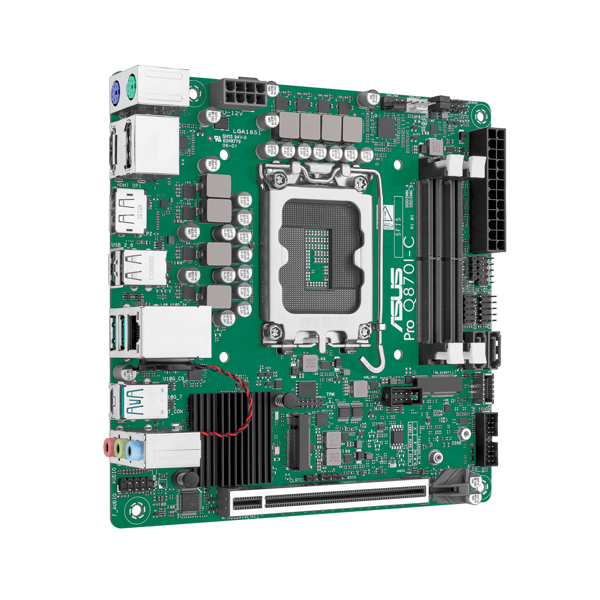 ASUS PRO Q870I-C-CSM - Motherboard - Mini-ITX - LGA1851 Sockel - Q870 Chipsatz - USB-C 3.2 Gen2, USB 3.2 Gen 1, USB 3.2 Gen 2 - Gigabit LAN