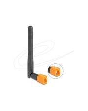 Schwarze Antenne mit orangefarbenen Anschlüssen für drahtlose Geräte, geeignet für vielfältige Konnektivitätsanforderungen.