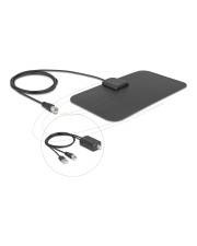 Ein schwarzer digitaler TV-Antenne mit Koaxialkabel und USB-Adapter, konzipiert für die Verwendung im Innenbereich.