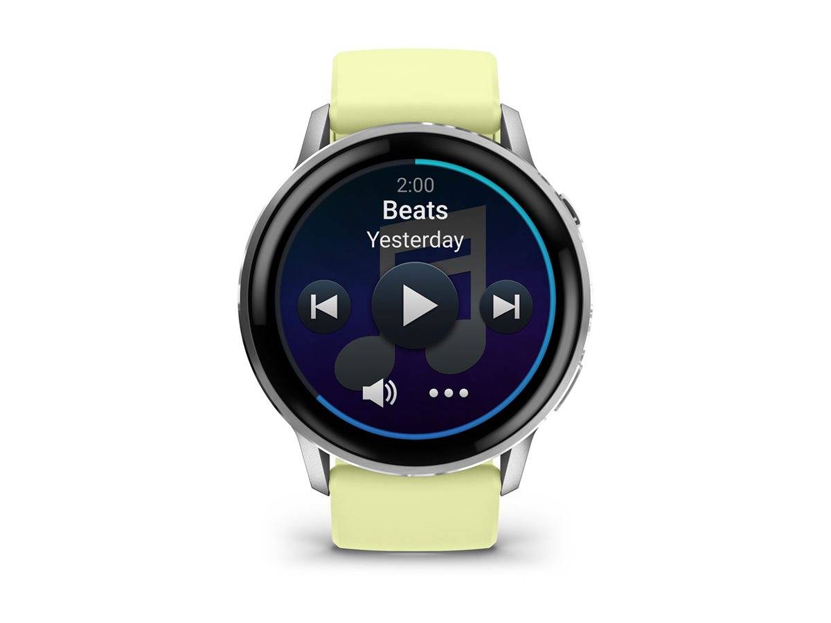 Garmin Venu 4 - 45 mm - silber - intelligente Uhr mit Band - Silikon - Zitronen - Handgelenkgröße: 135-200 mm - Anzeige 3.53 cm (1.4")
