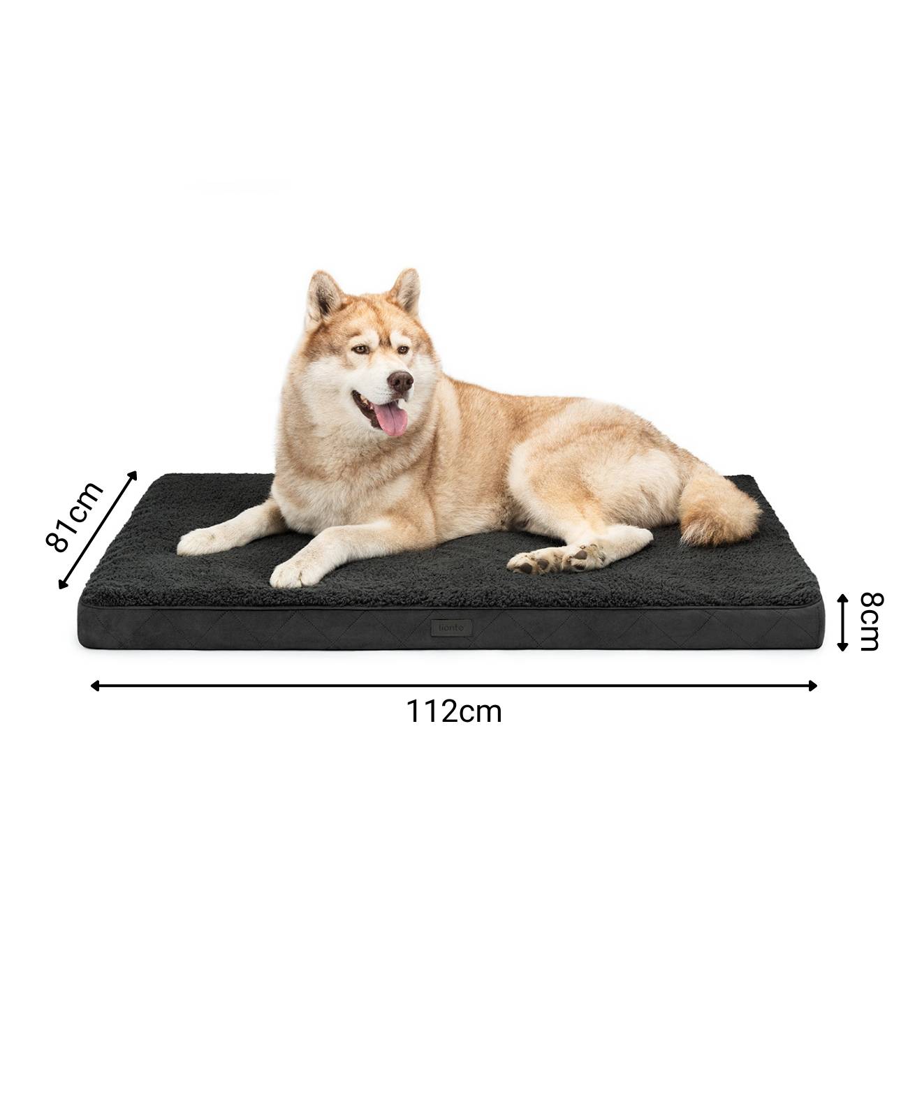 lionto Hundebett, orthopädisches Bett mit Plüschoberfläche & Wildlederimitat, abnehmbarer Bezug & Tragegriff, 112x81x8 cm, schwarz