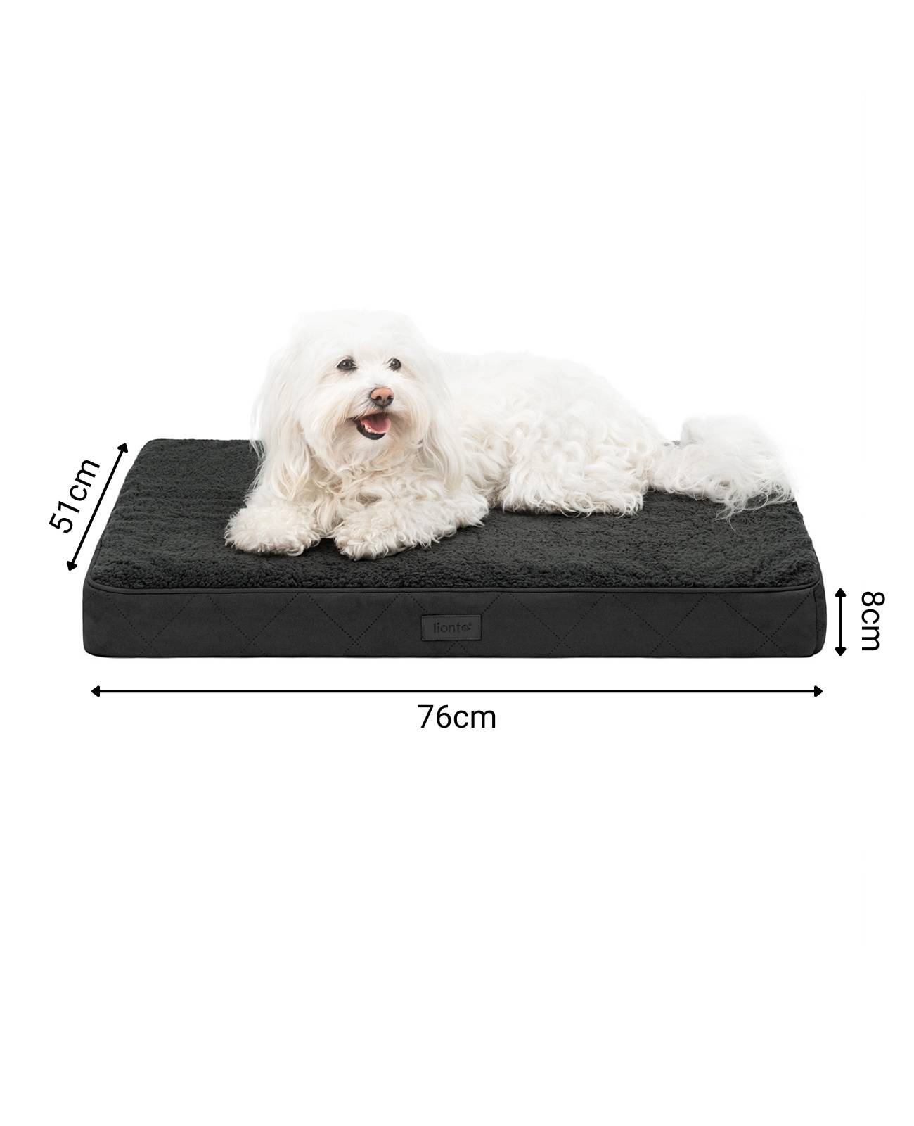 lionto Hundebett, orthopädisches Bett mit Plüschoberfläche & Wildlederimitat, abnehmbarer Bezug & Tragegriff, 76x51x8 cm, schwarz