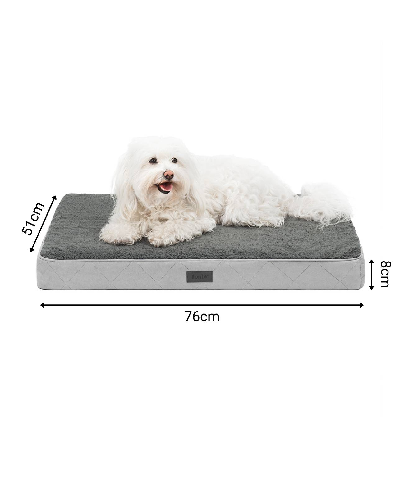 lionto Hundebett, orthopädisches Bett mit Plüschoberfläche & Wildlederimitat, abnehmbarer Bezug & Tragegriff, 76x51x8 cm, grau