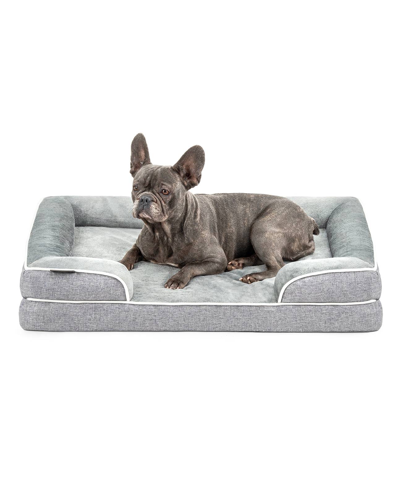 lionto Hundebett premium, orthopädisches Memoryfoam-Bett mit erhöhtem Rand, waschbarem Bezug & stabilem Halt, 89x63x17 cm, grau