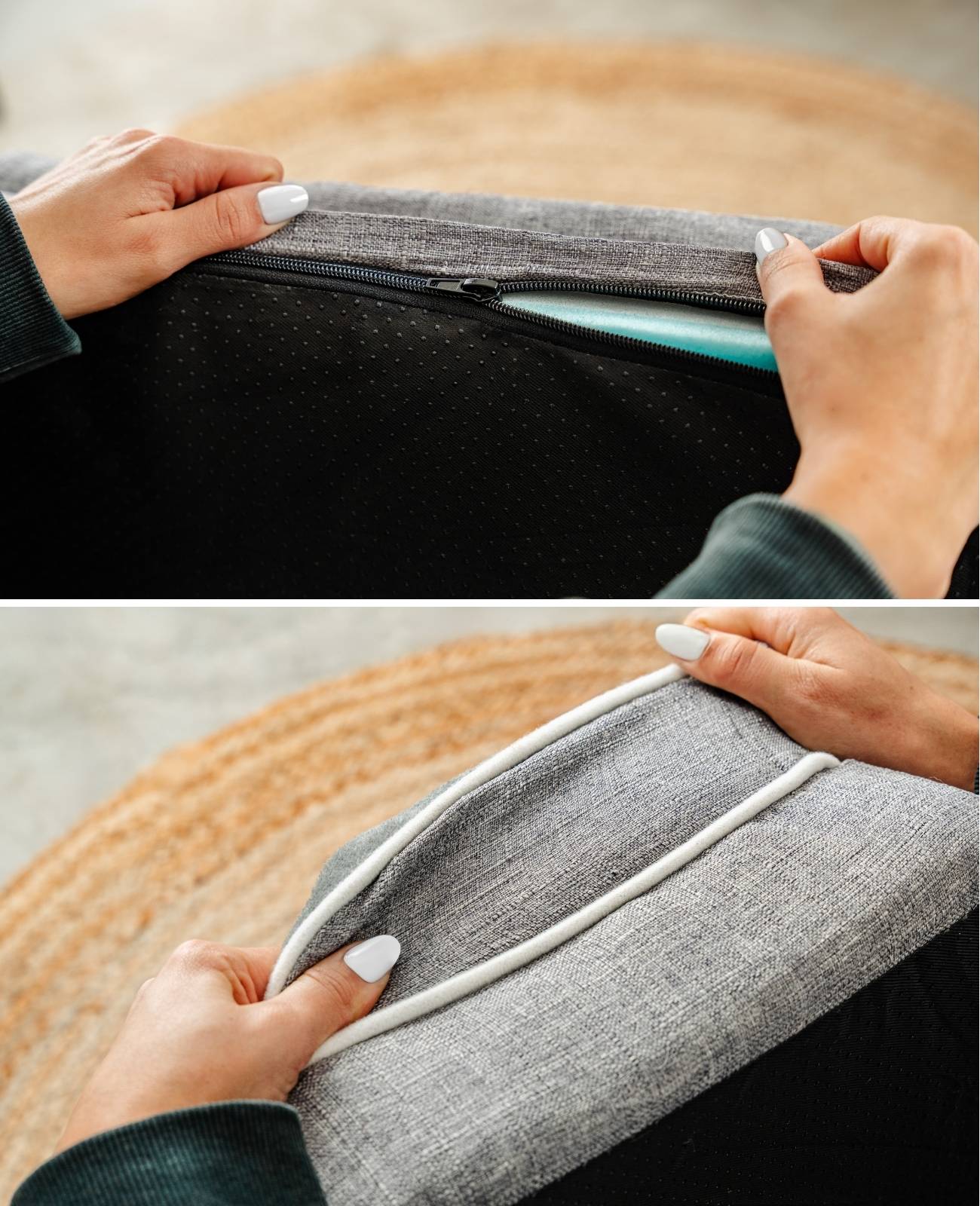 lionto Hundebett premium, orthopädisches Memoryfoam-Bett mit erhöhtem Rand, waschbarem Bezug & stabilem Halt, 106x80x17 cm, grau