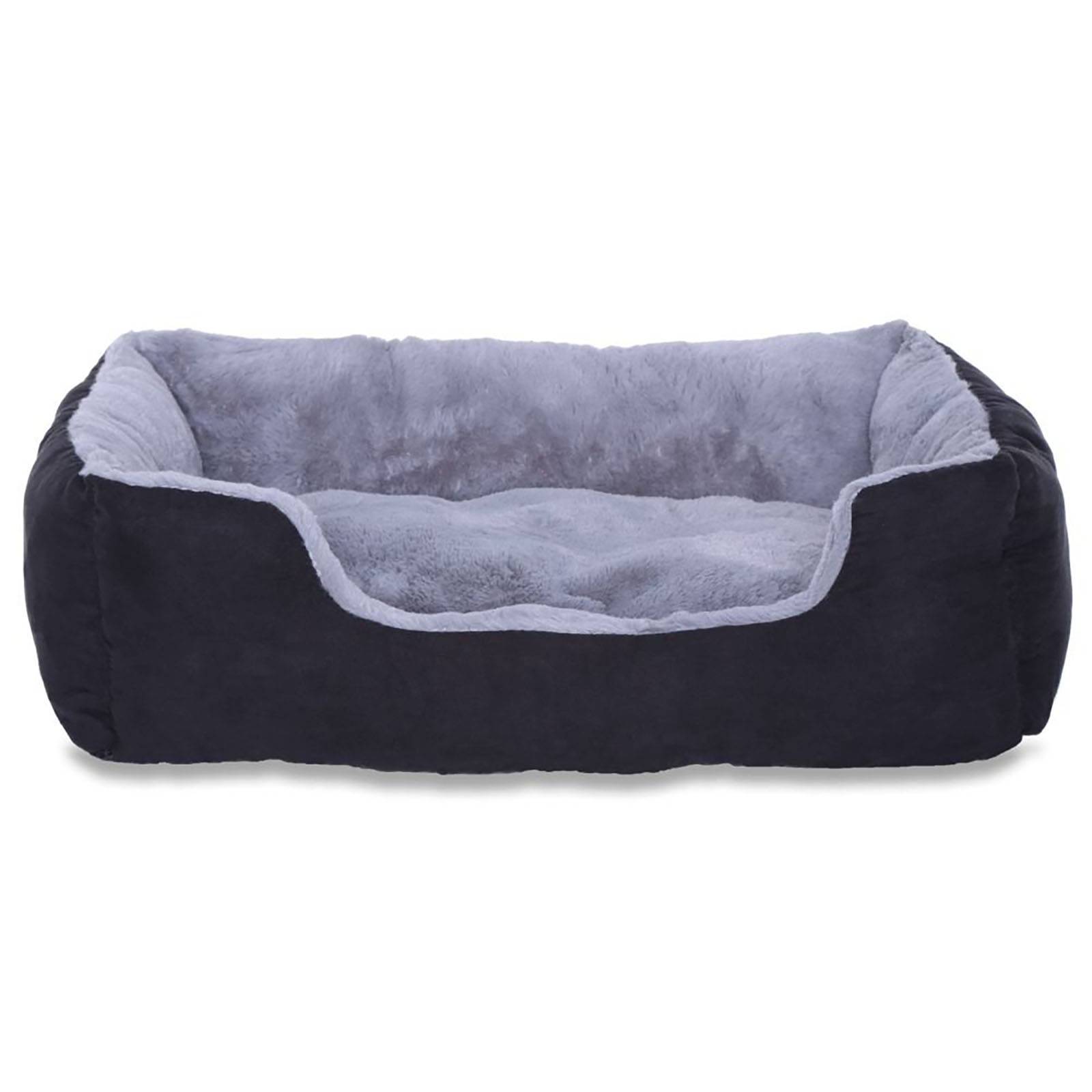 lionto Katzenbett, weiches Kuschelbett mit herausnehmbarem Wendekissen & Anti-Rutsch-Boden, pflegeleicht & modern, 75x60 cm, schwarz/grau