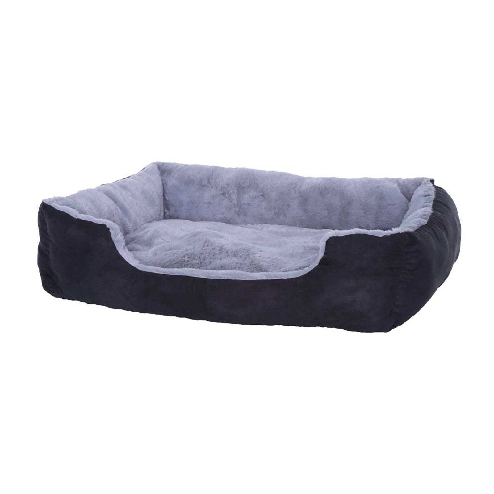 lionto Katzenbett, weiches Kuschelbett mit herausnehmbarem Wendekissen & Anti-Rutsch-Boden, pflegeleicht & modern, 75x60 cm, schwarz/grau