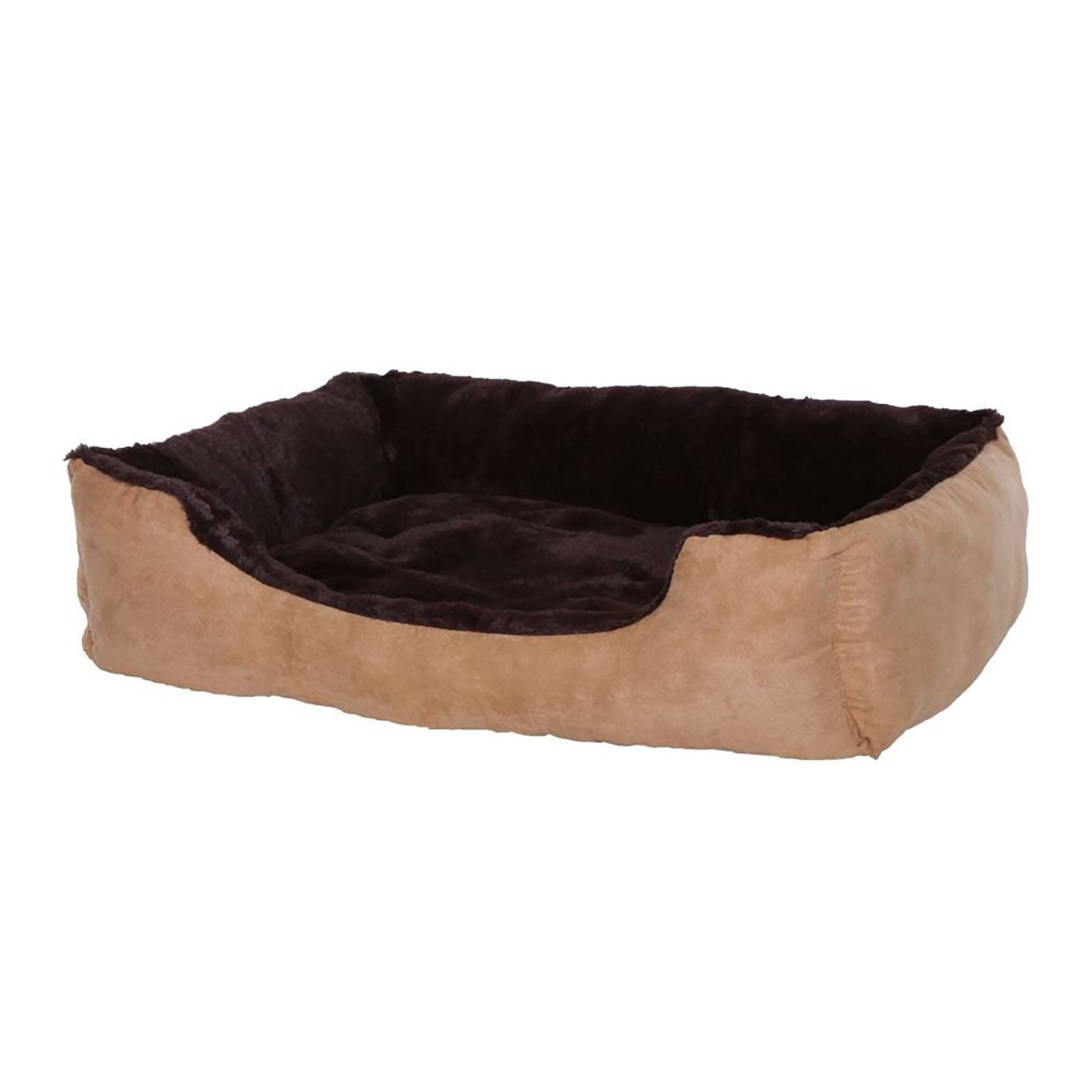lionto Katzenbett, weiches Kuschelbett mit herausnehmbarem Wendekissen & Anti-Rutsch-Boden, pflegeleicht & modern, 75x60 cm, beige/braun