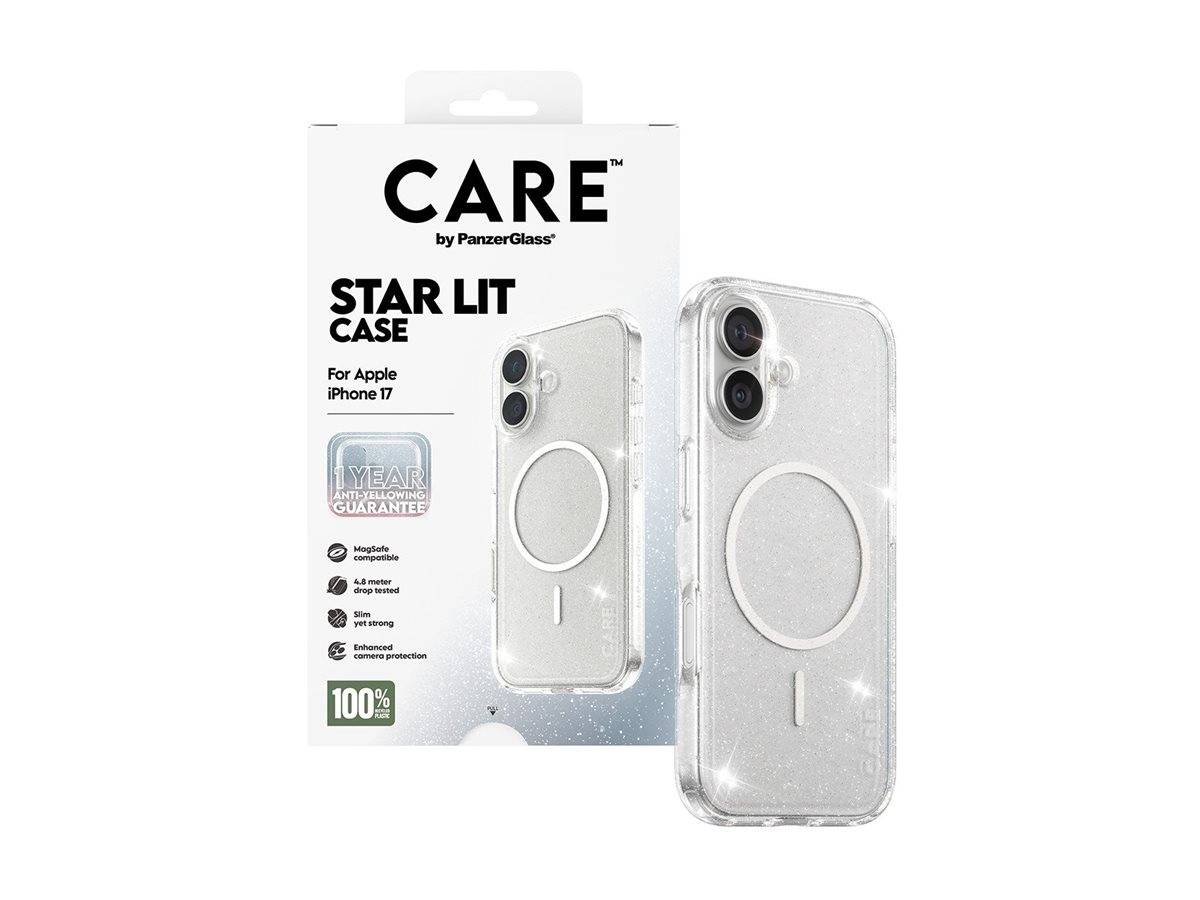 CARE by Schutzglass Flagship Urban Explorer Case weißem MagSafe iPhone 17 – Klarer Glitzer