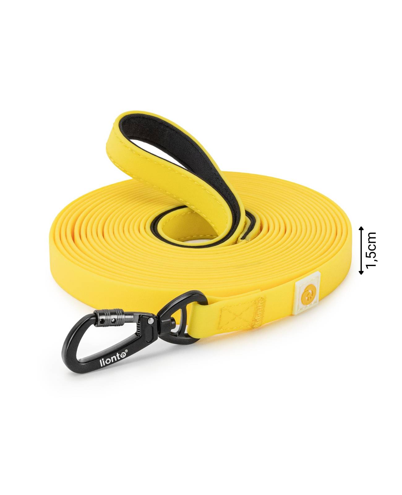 lionto Schleppleine für Hunde 20 m, strapazierfähig & wasserdicht mit weicher Neopren-Handschlaufe und Drehkarabiner, gelb