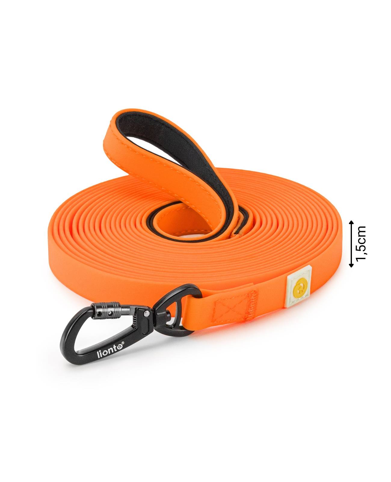 lionto Schleppleine für Hunde 20 m, strapazierfähig & wasserdicht mit weicher Neopren-Handschlaufe und Drehkarabiner, orange