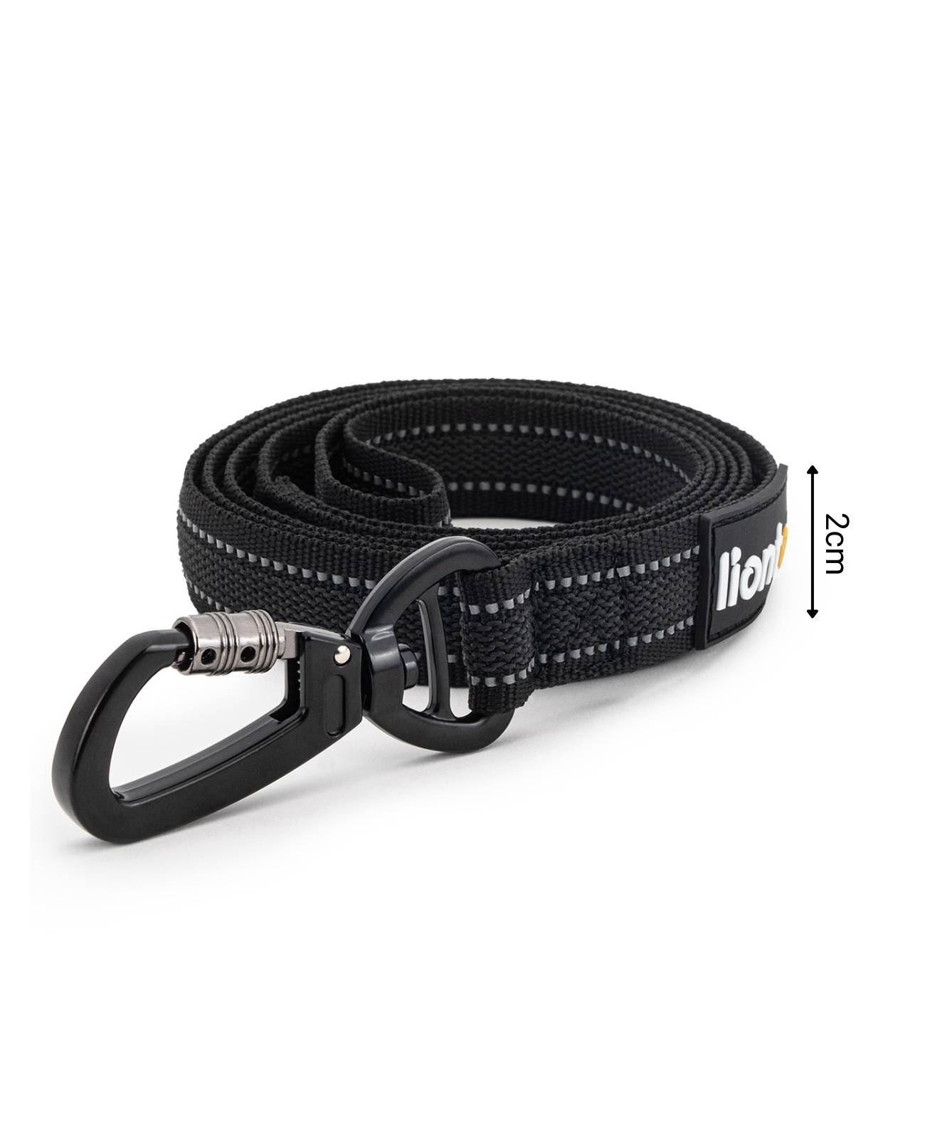 lionto Hundeleine reflektierend, gummierte Leine aus robustem Nylon mit Handschlaufe & Drehkarabiner 1,20 m, schwarz