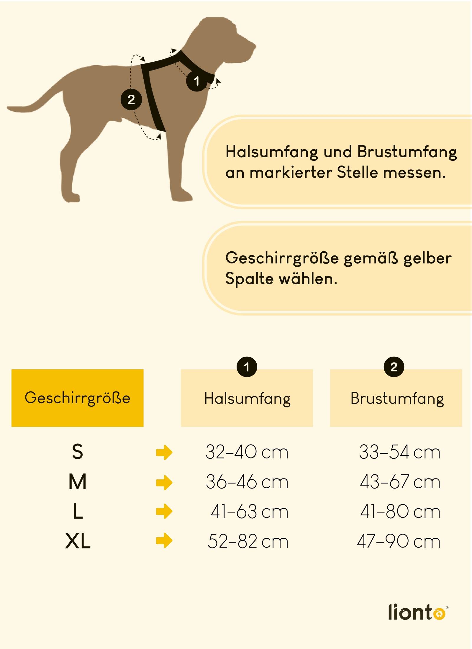 lionto Anti-Zug Hundegeschirr, verstellbares Y-Geschirr mit Brustring, reflektierend & gepolstert, Größe XL, beige