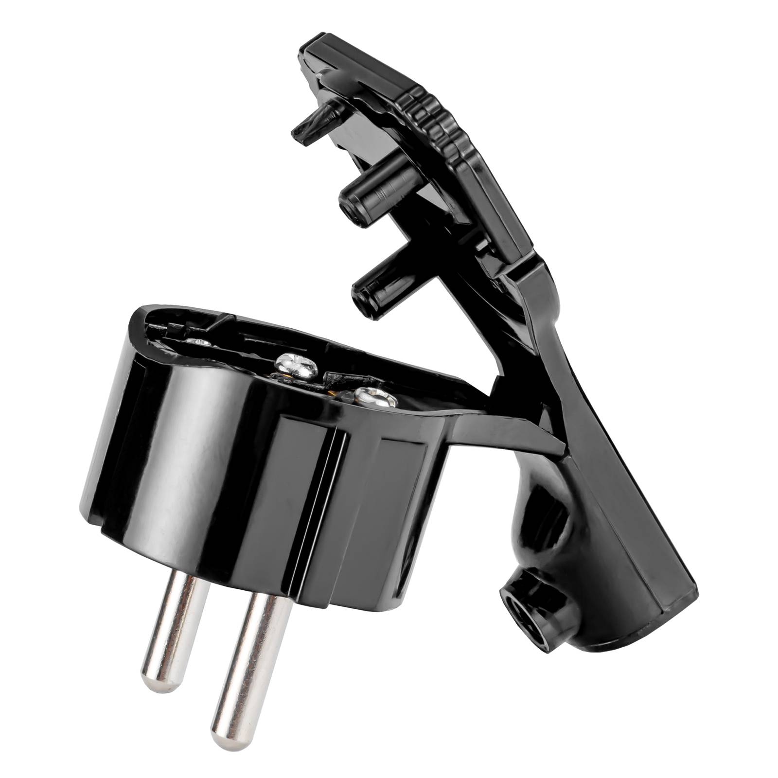 hb-digital Schutzkontaktstecker für NYM Kabel flaches Winkelstecker schwarz