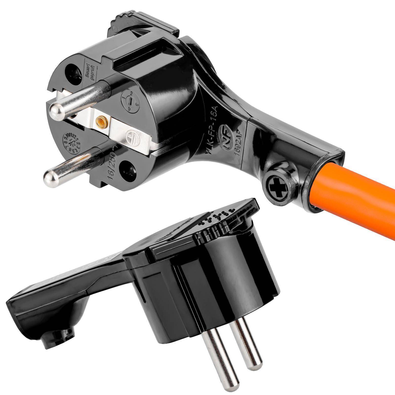 hb-digital Schutzkontaktstecker für NYM Kabel flaches Winkelstecker schwarz