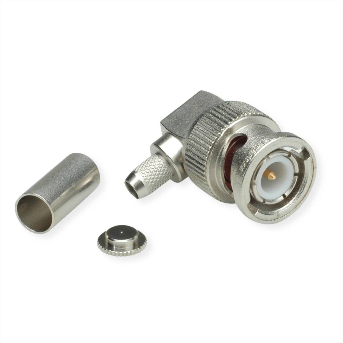 TELEGÄRTNER BNC-Winkelstecker 50 Ohm, für RG-223/U Koaxialstecker BNC-Kabelwinkelstecker Crimp