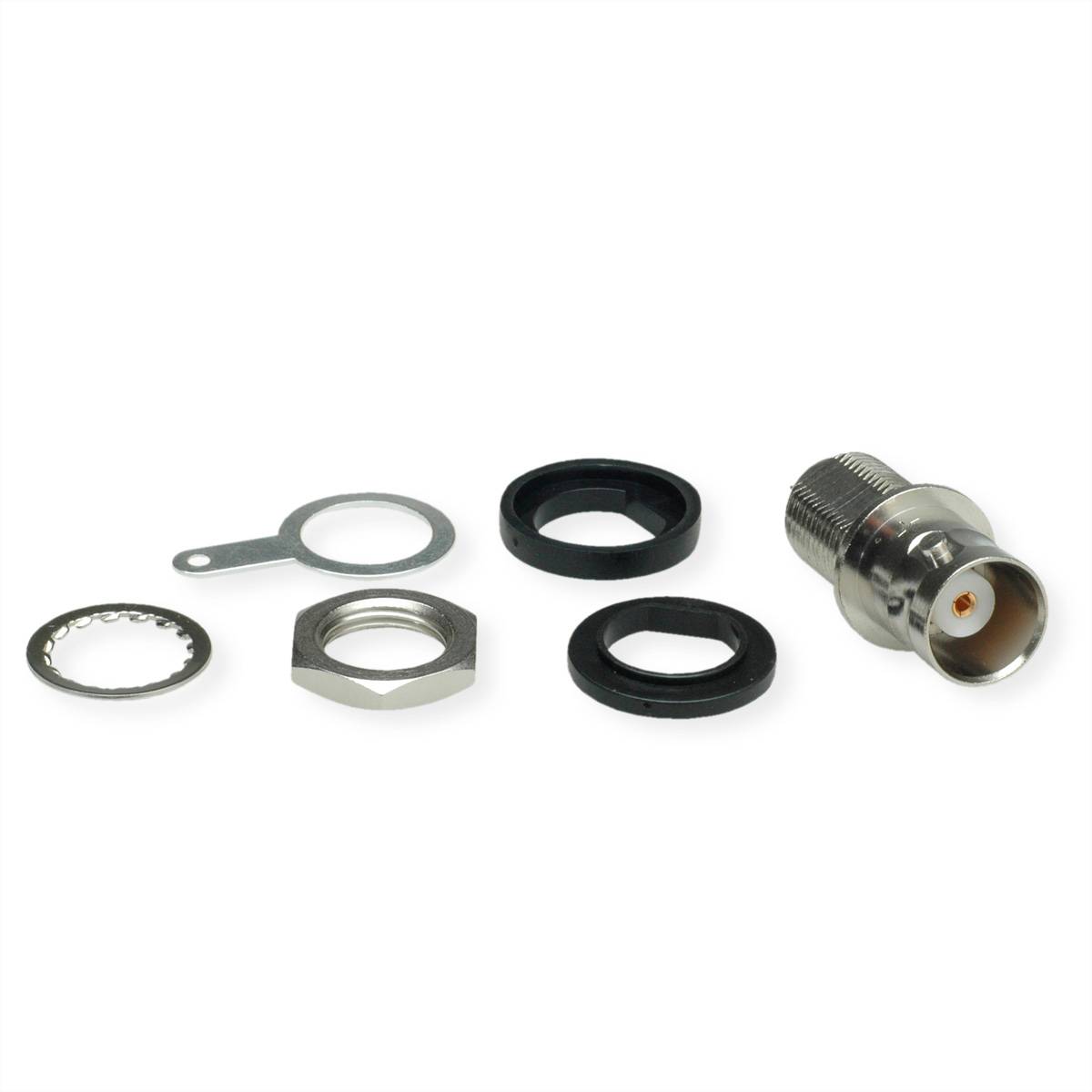 TELEGÄRTNER BNC-Einbaubuchse, isoliert mit Isolierscheiben Schwarz Koaxialstecker BNC-Einbaubuchse