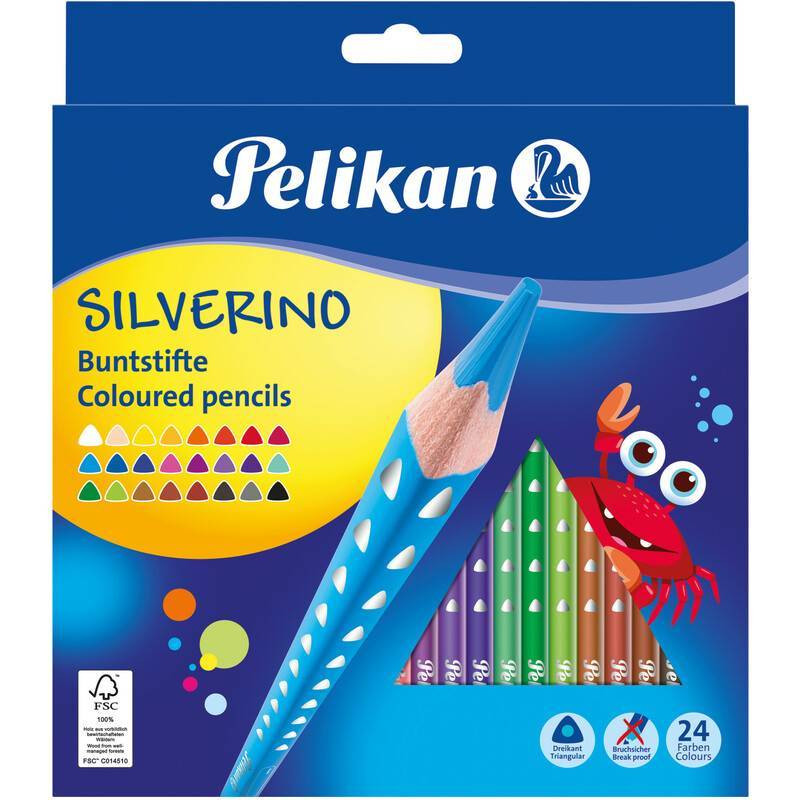 Pelikan Buntstifte SILVERINO 3-eckig dünn BD24LN 24Stk. Multimedia-Technik PapierBüroSchreibwar