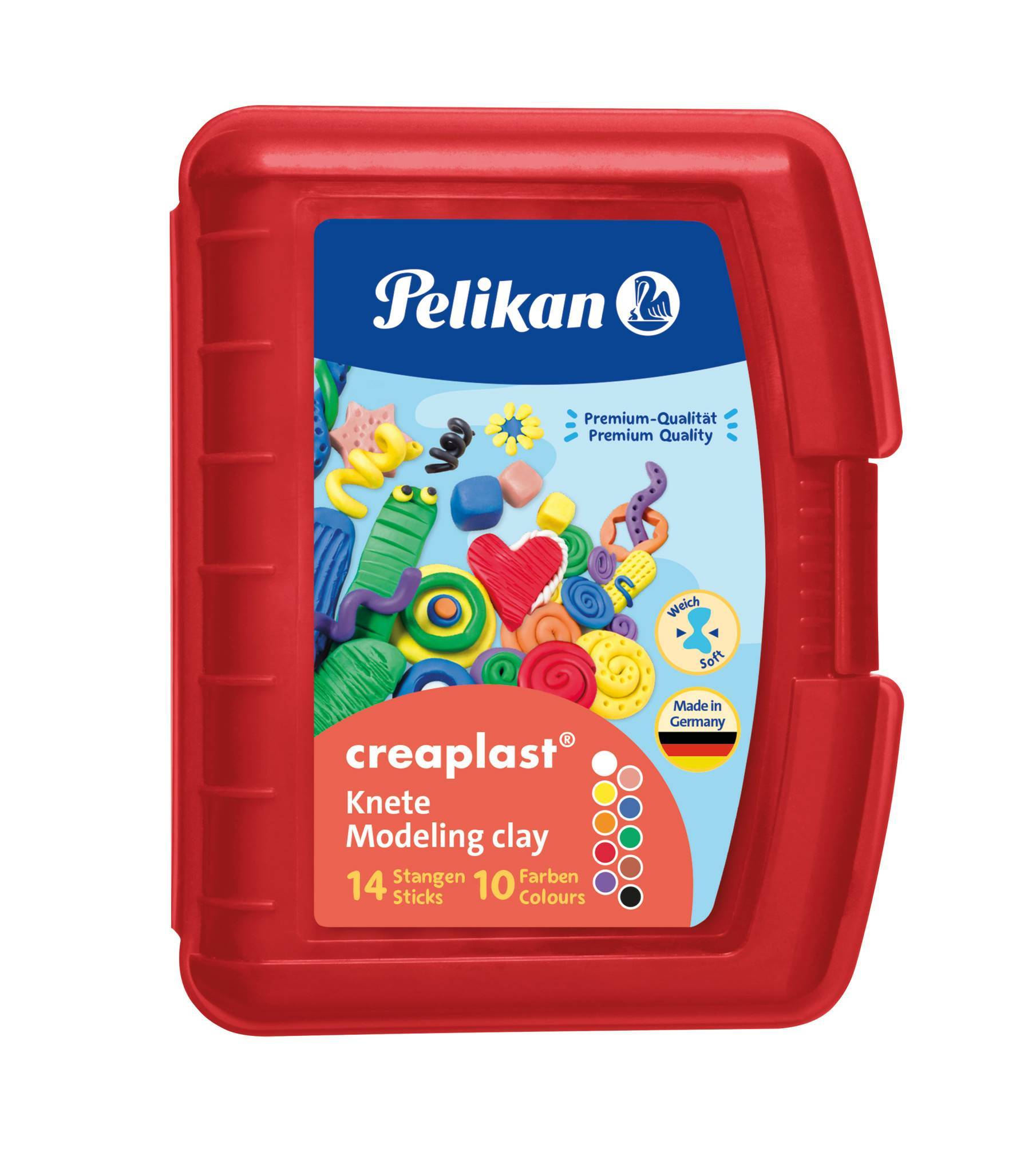 Pelikan Kinderknete Creaplast 10 Farben im roten Etui, 240g Multimedia-Technik PapierBüroSchreibwar