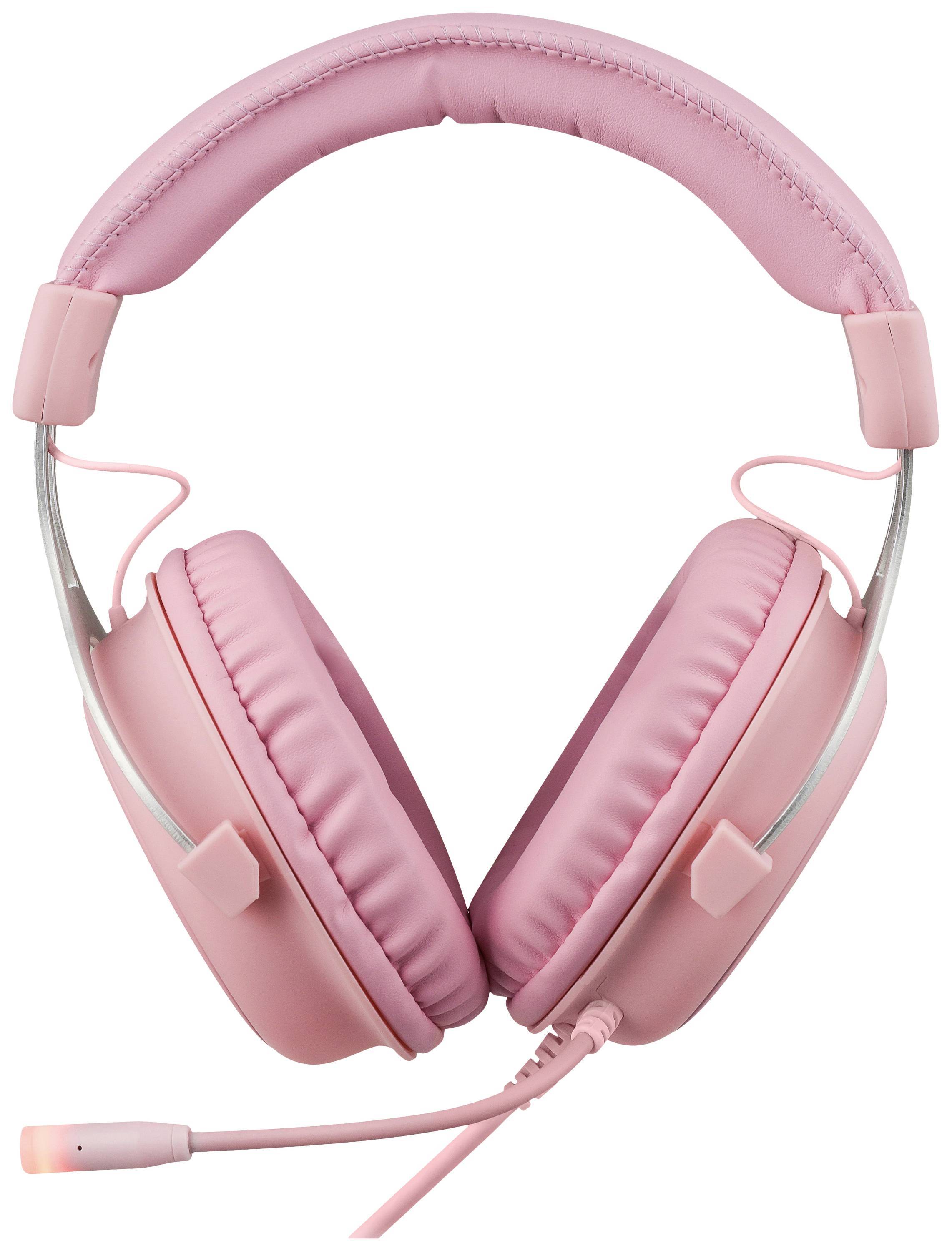 Deltaco Headset Gaming Stereo Klinke, LED, pink Eingabe / Ausgabe Kopfhörer & Headsets