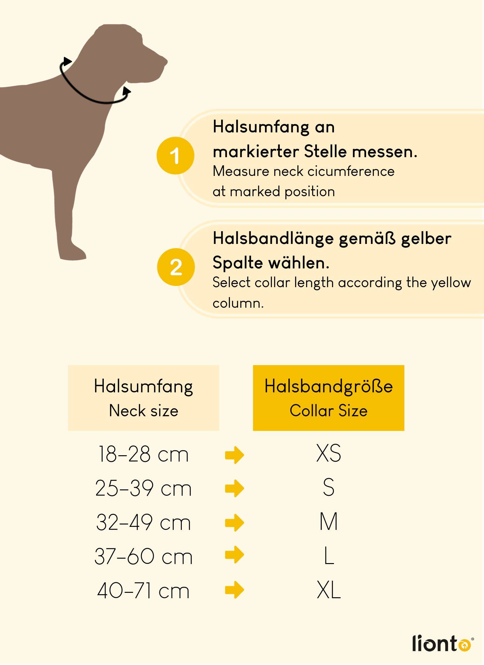 lionto Hundehalsband reflektierend, gepolstert & verstellbar aus Nylon und Neopren, (L) verstellbare Länge 40-60 cm, beige