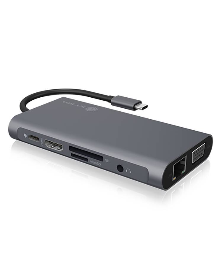 Dockingstation IcyBox USB-C -> USB3.0/HDMI/VGA/LAN/SD/mSD/ Multimedia-Technik