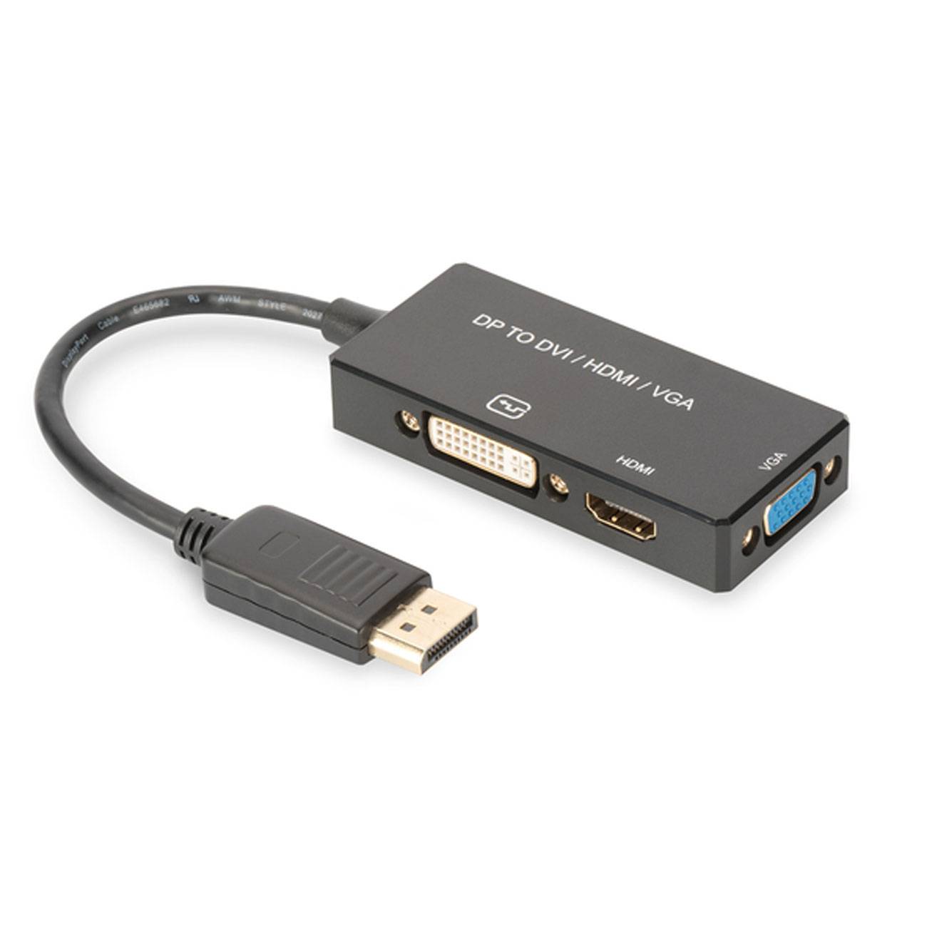 DIGITUS DisplayPortkonverterkabel DP->HDMI+DVI+VGA 0.2m Multimedia-Technik Displayport-Kabel