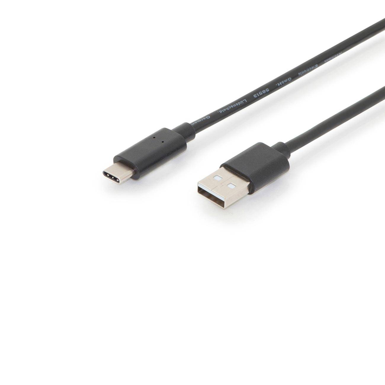 DIGITUS USB 2.0 Anschlusskabel Typ C -A St/St 3.0m, sw Multimedia-Technik USB-Kabel