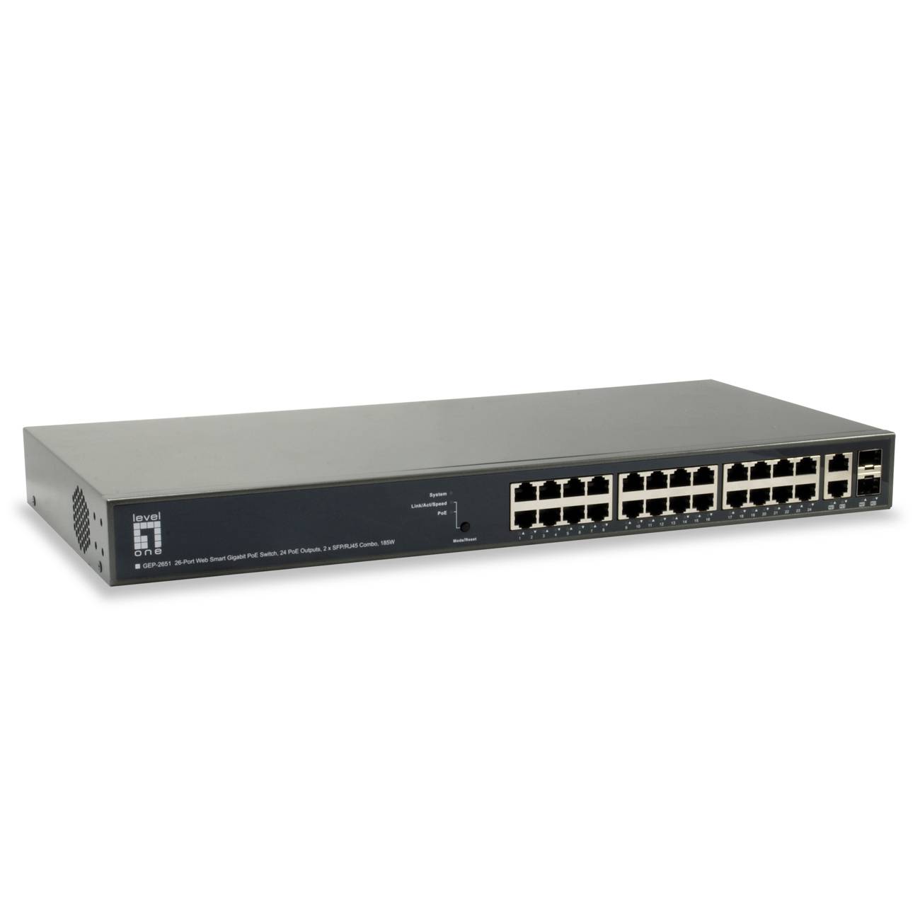LevelOne GB/WS PoE Switch 26x 24xPoE+/2xSFP/+ 185W 1Gbps Multimedia-Technik Switche