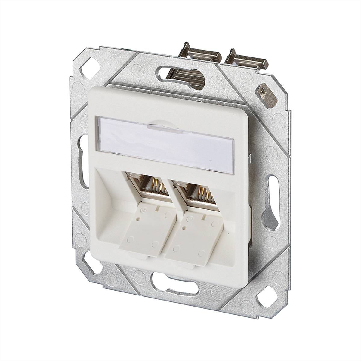 METZ CONNECT E-DAT modul 2 Port UPk Cat.6A, reinwei� Anschlusstechnik TP Anschlussdose Kat.6A