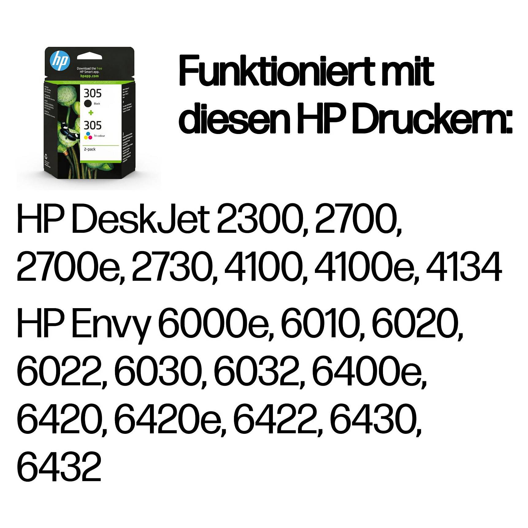 HP 305 2-Pack Tri-color/Black Original ink cartridge Verbrauchsmaterialien Tinte