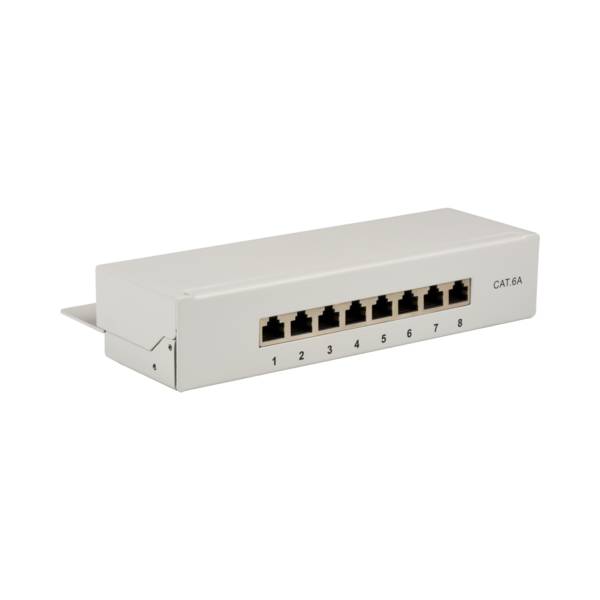 Mini-Patchpanel STP 8xRJ45 Cat.6A, 10 -- 1HE, RAL7035 grau Kupferverkabelung Patchpanel geschirmt