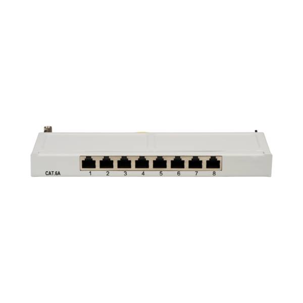Mini-Patchpanel STP 12xRJ45 Cat.6A, 10 -- 0,5HE, RAL7035 grau Kupferverkabelung Patchpanel