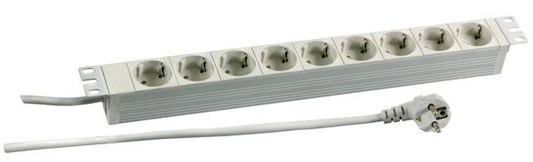 19 1HE Steckdosenleiste 9 x CEE 7/3 -- RAL7035 Stromversorgung Steckdosenleisten 19 Zoll