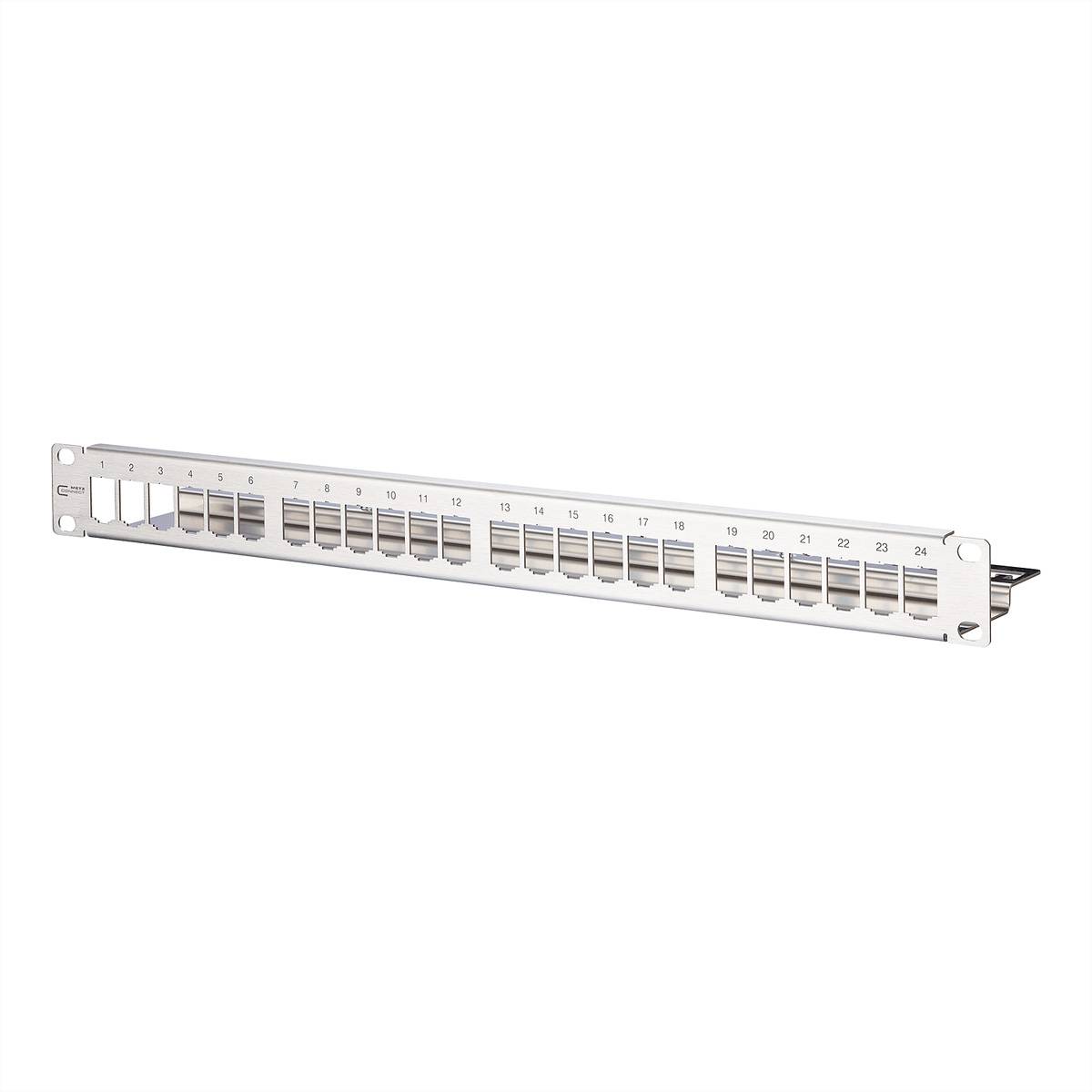 METZ CONNECT Modul 19-Zoll Modultr�ger 1HE, 24 Port Edelstahl unbest�ckt Anschlusstechnik TP